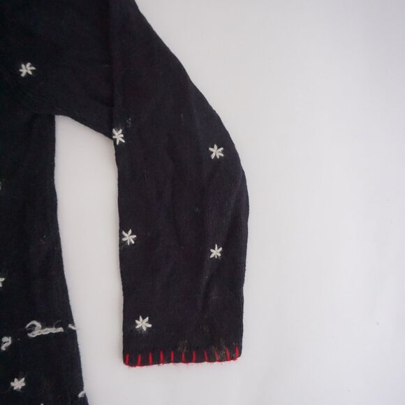 Vintage Coldwater Creek Navy Snowflake Cardigan Festive Holiday Mittens L - Picture 4 of 9